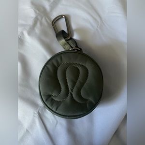 Lululemon Logo Round Zip Around Coin Pouch with Carabiner: Rainforest Green
